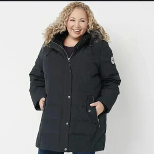 Arctic Expedition Women's Quilted Zip Front Down Coat w/Hood
